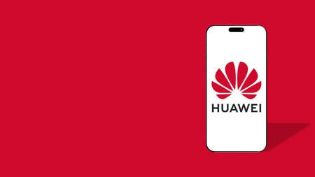 Istanbul, Turkey - 3 April 2024: Huawei logo on smartphone screen. Huawei is a multinational...