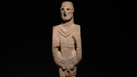 Sanliurfa, Turkey - 14 October 2022: The Urfa statue which is oldest known, life-sized statue to have survival intact to the presentのeditorial素材
