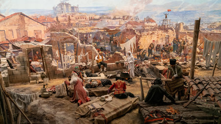 Gaziantep, Turkey - 16.10.2022: Interior art about siege of Gaziantep from 25 December Defence War...