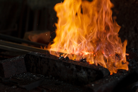 Hot Metal in a Blacksmith Forge.の写真素材