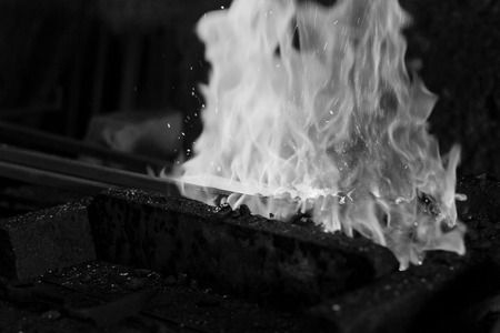 Hot Metal in a Blacksmith Forge.の写真素材