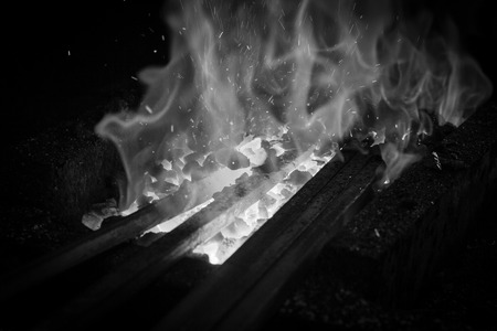 Hot Metal in a Blacksmith Forge.の写真素材