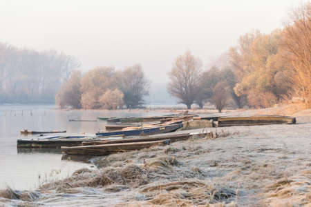 A forgotten fishing boat in the tributary of the Danube near Novi Sad, Serbia.