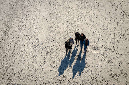 Novi Sad, Serbia. March - 16. 2021.View of the visitors of the city beach Strand, Novi Sad, on a spring sunny day.Editorial image.のeditorial素材