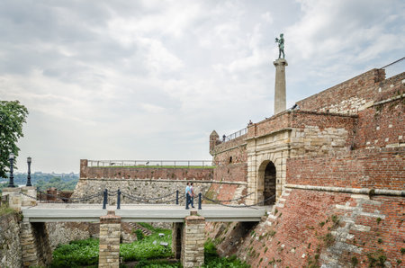 Belgrade, Serbia - July 29, 2014: The Old Fortress on Kalemegdan in the capital of Serbia, Belgrade. King`s Gate "Kralj kapija" gate at Kalemegdan fortress.のeditorial素材