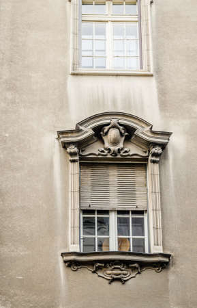 Belgrade, Serbia - July 29, 2014: View of street windows with baroque decorations in the city of Belgrade.のeditorial素材