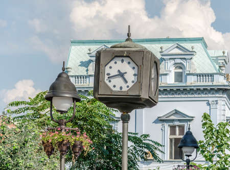 Belgrade, Serbia - July 29, 2014: View of the street in the city of Belgrade. Clock in the Belgrade...
