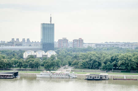 Belgrade, Serbia - July 29, 2014: The Old Fortress on Kalemegdan in the capital of Serbia, Belgrade. Panoramic view of the city of Belgrade from the Kalemegdan fortress.のeditorial素材