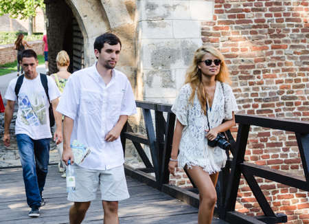 Belgrade, Serbia - July 29, 2014: The Old Fortress on Kalemegdan in the capital of Serbia, Belgrade.Visitors to the park at the Kalemegdan fortress in the city of Belgrade.のeditorial素材