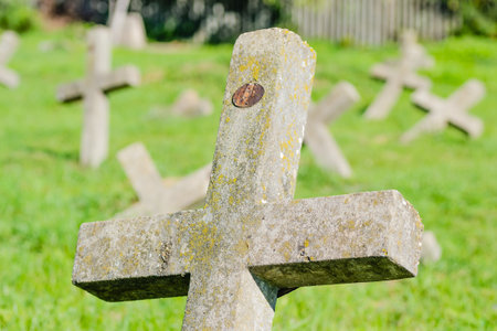 The old military cemetery at TranÅ¾ament, Petrovaradin. A panoramic view of the old identical,...