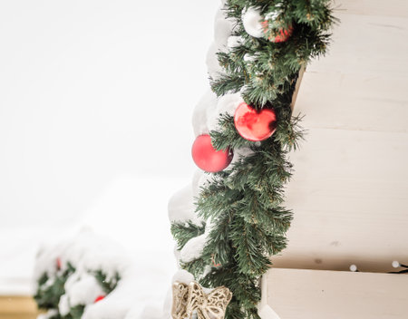 Traditional New Year decorations for the Christmas tree. Placed traditional New Year decorations for the Christmas tree. Decorative Christmas balls for the Christmas tree.の写真素材
