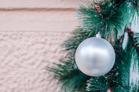 New Year decorations for the Christmas tree. New Year\'s decorations for the Christmas tree have been installed.の写真素材