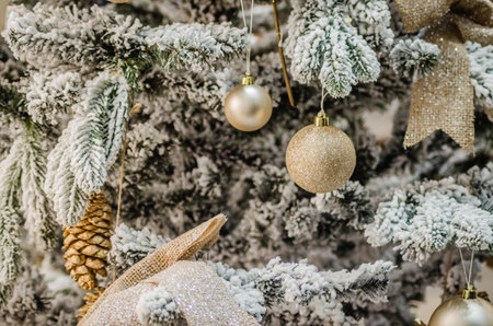 New Year decorations for the Christmas tree. New Year's decorations for the Christmas tree have been installed.の写真素材