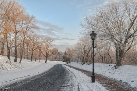 Novi Sad, Serbia - December 22, 2013: Petrovaradin Fortress in the fog in winterのeditorial素材