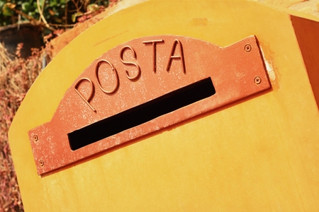 Vintage of brown mailbox in the post office.の写真素材