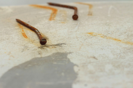 Nails used on the floor.の写真素材