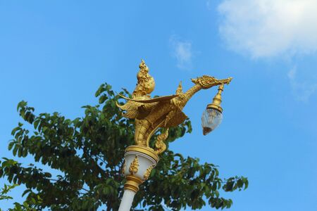 A dragon on the blue sky background.の写真素材