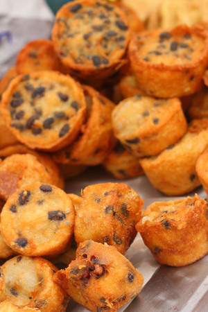 Thailand dessert, Mix flour, coconut and then fried.の写真素材