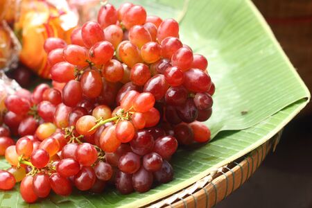 Close up fresh fruit grape at the market.の写真素材