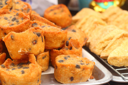 Thailand dessert, Mix flour, coconut and then fried.の写真素材