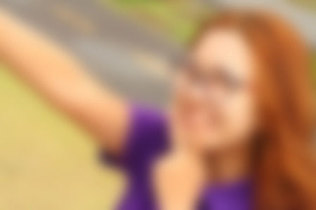 Blurred image of woman is smiling with happiness.の写真素材