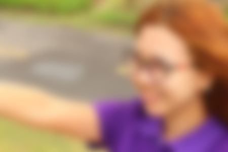 Blurred image of woman is smiling with happiness.の写真素材