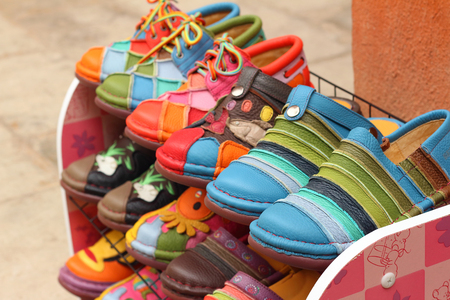 handmade of shoes put on the shelvesの写真素材