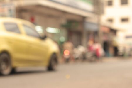 blurred of car on the road at cityの写真素材