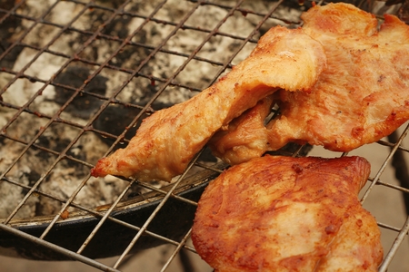 Pork roast on the stove at the marketの写真素材