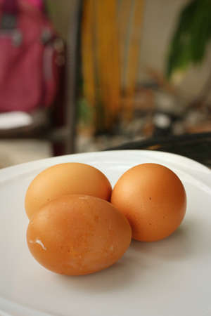 eggs on a white dish at the market