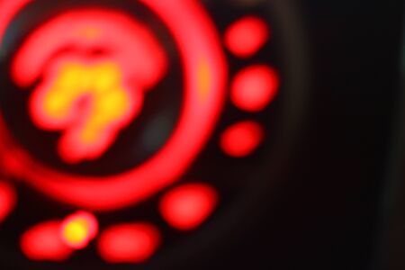 Blurred of car in city at nightの写真素材