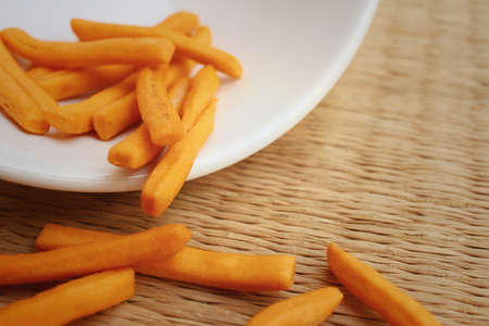 bread sticks on background of brown wood.の写真素材