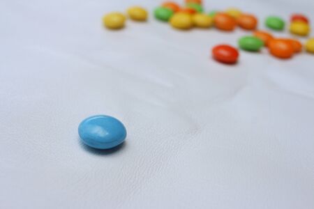 Colorful of chocolate isolated on white backgroundの写真素材