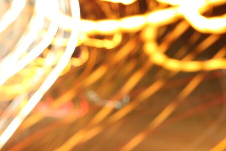 Blurred of car in city at nightの写真素材