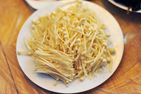 Mushrooms on plateの写真素材