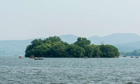 Ruan Gong Islet Submerged in Greeneryの写真素材
