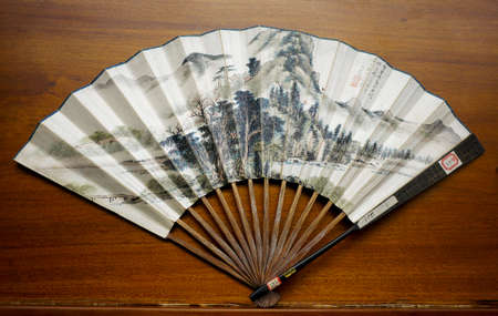 Ancient foldable paper fan のeditorial素材