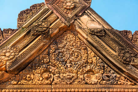 Banteay Srei in Cambodia reliefの写真素材