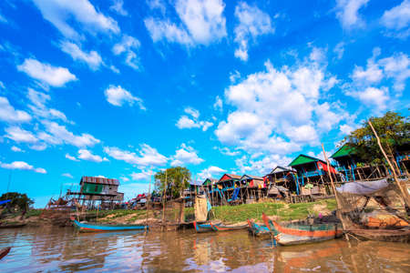Cambodia's Tonle Sap floating village of Shandong provinceのeditorial素材