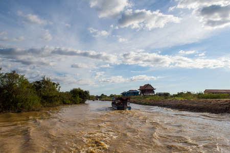 Cambodia's Tonle Sap floating village of Shandong provinceのeditorial素材