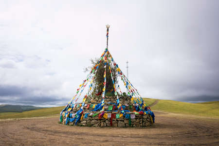 Ovoo in Inner Mongoliaの写真素材