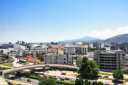 Skopje, Macedonia - 26 June, 2017: View of Skopje City from Kale fortress in the Old Town of Macedoniaのeditorial素材