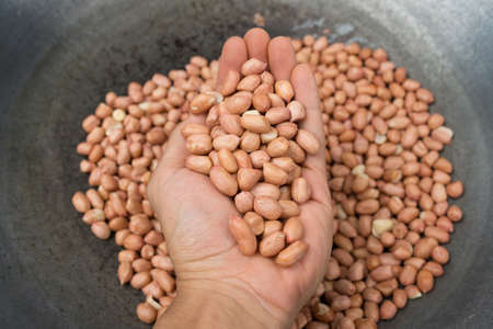 Extreme close-up image of peanuts, background