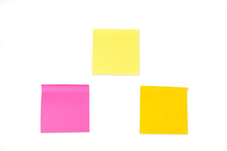Collection of paper notes on white backgroundの写真素材