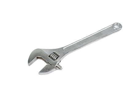Silver Metal Monkey Wrench Isolated On White Backgroundの写真素材