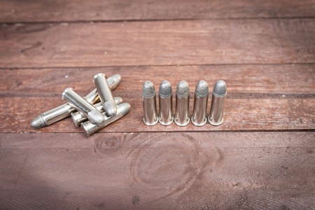 Set of bullets for 38 revolver hand gun の写真素材