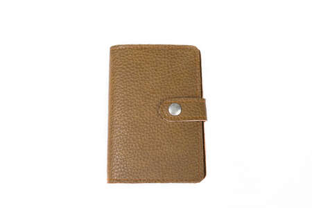 leather case notebook isolated on white backgroundの写真素材