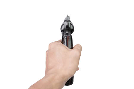 Men\'s hand with a gun isolated on white background