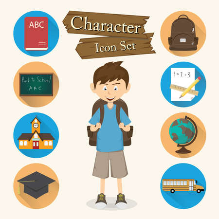 Student character Icon set vector.のイラスト素材