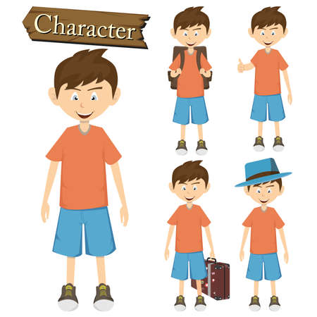 Boy character set vector illustration.のイラスト素材